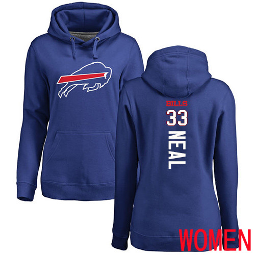 NFL Women Buffalo Bills 33 Siran Neal Royal Blue Backer Pullover Hoodie Sweatshirt